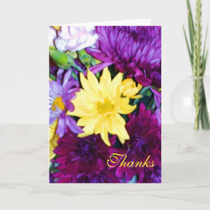 Cartes de remerciement florales violettes et jaune