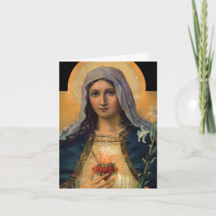 Cartes de remerciement funéraire Coeur immaculé