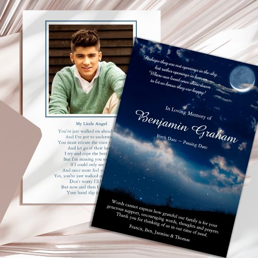 Cartes de remerciement funéraire | Étoiles céleste