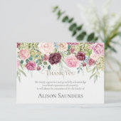 Cartes de remerciement funéraire | Jardin Rose aqu (Debout devant)