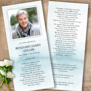 Cartes de remerciement funéraire   Laver bleu aqua