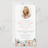 Cartes de remerciement funéraire | Photo Rose aqua (Devant)