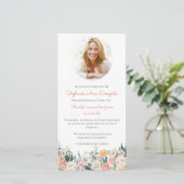 Cartes de remerciement funéraire | Photo Rose aqua (Debout devant)