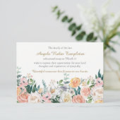 Cartes de remerciement funéraire | Roses aquarelle (Debout devant)