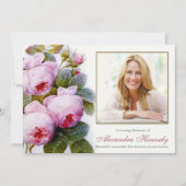 Cartes de remerciement funéraire | Roses roses Vin (Devant)