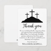 cartes de remerciement funéraires en noir et blanc (Devant / Derrière)