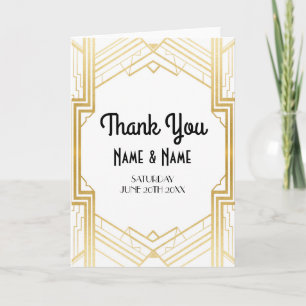 Cartes de remerciement Gatsby Art Déco Mariage Pli