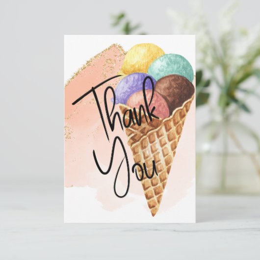 Cartes de remerciement Glitter Glace | Crème (Debout devant)