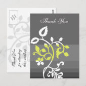 Cartes de remerciement jaune gris tendance (Devant / Derrière)