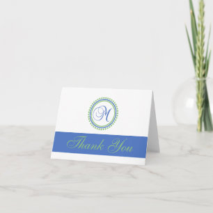 Cartes de remerciement M Dot Circle Monogam (Bleu