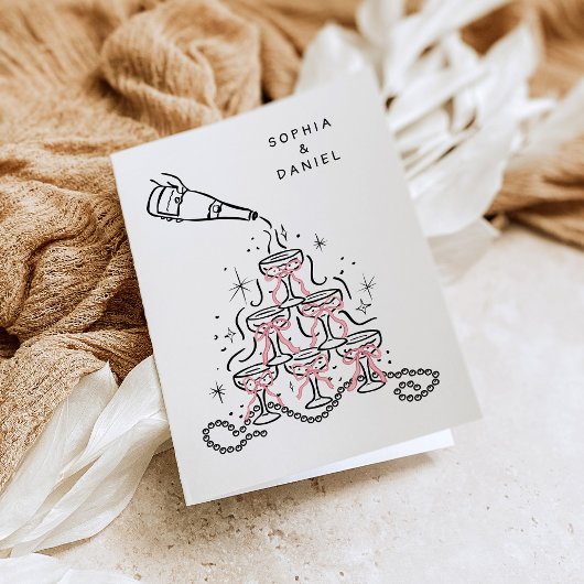 Cartes de remerciement Mariage Perles & Prosecco