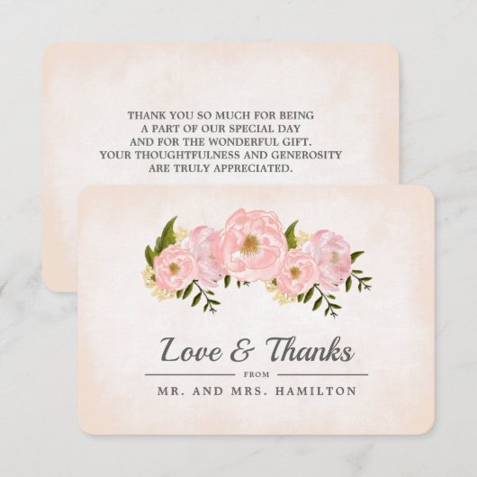 Cartes de Remerciement Mariage pour les pivoines r (Devant / Derrière)