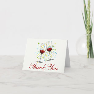 Cartes de remerciement Mariage Verres à Vin Rouge 