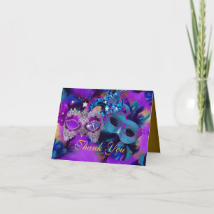 Cartes de remerciement Masquerade Masques Violet B