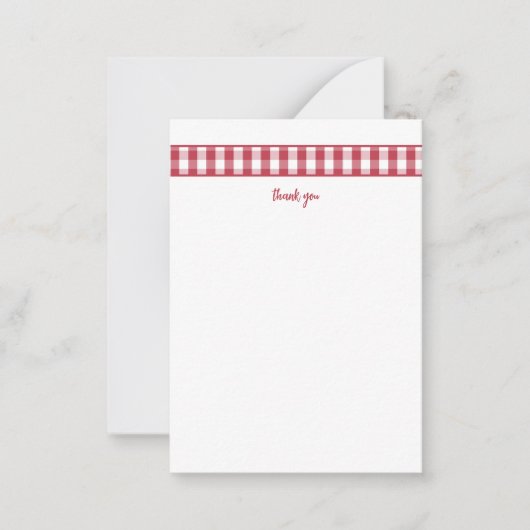 Cartes de remerciement Modern Red Gingham (Devant)