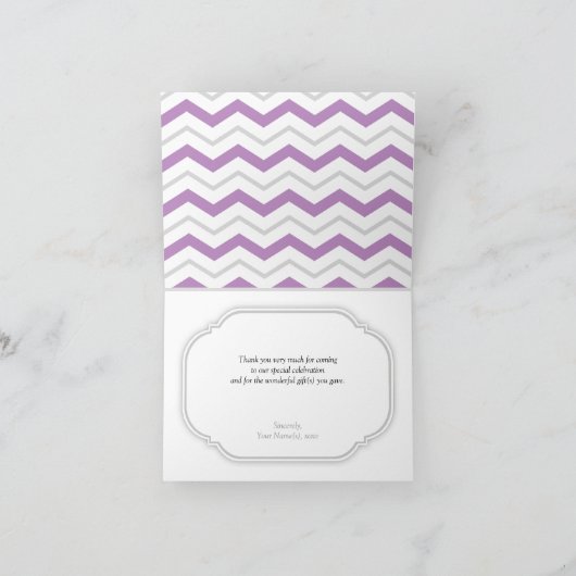 Cartes de remerciement modernes chevron violet gri (Intérieur)
