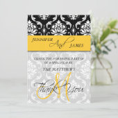 Cartes de Remerciement Monogramme Damassé Nom Jaun (Debout devant)