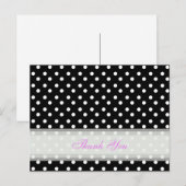 Cartes de remerciement noires avec pois blancs (Devant / Derrière)