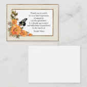 Cartes De Remerciement Orange Fleur Et Papillon (Devant / Derrière)