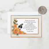 Cartes De Remerciement Orange Fleur Et Papillon (Devant/Arrière en situation)