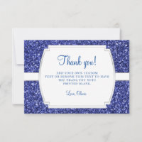 Cartes de remerciement Paillettes Bleu Royal