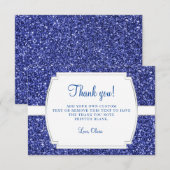 Cartes de remerciement Paillettes Bleu Royal (Devant / Derrière)