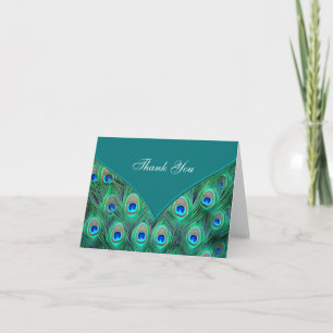 Cartes de remerciement Paon Bleu sarcelle
