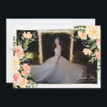 Cartes de remerciement photo avec cadre de roses j<br><div class="desc">Une belle aquarelle florale présentant des roses jaunes et pêche. Ajoutez simplement votre photo préférée pour la rendre vôtre. Espace ample au dos pour vos sentiments. (Vecteur créé par asrulaqroni - www.freepik.com). La carte est facile à personnaliser avec votre libellé, police, couleur de police, options de forme de papier et...</div>