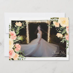 Cartes de remerciement photo avec cadre de roses j