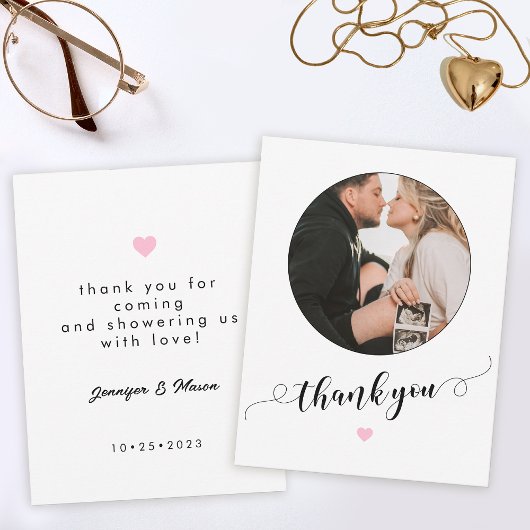 Cartes de remerciement photo de baby shower modern