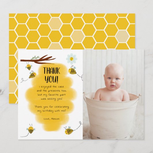 Cartes de remerciement photo de fête d'anniversair (Devant / Derrière)