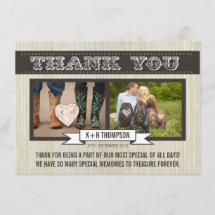 Cartes de remerciement photo de mariage western vi