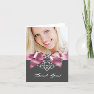 Cartes de remerciement photo Diamants Rose et Noir
