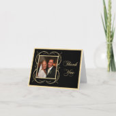 Cartes de remerciement photo or et noir (Devant)