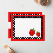 Cartes de remerciement plates aux fraises rouges m (Devant/Arrière en situation)