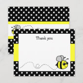 Cartes de remerciement plates jaunes adorables abe (Devant / Derrière)