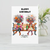 Cartes de remerciement plates pour dames du vin or (Debout devant)