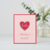 Cartes de remerciement plates XOXO Red Hearts pour (Debout devant)