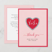 Cartes de remerciement plates XOXO Red Hearts pour (Devant / Derrière)
