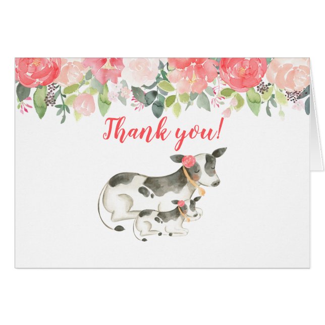 Cartes de remerciement pliées Fleur de Pivoine Vac (Devant Horizontal)