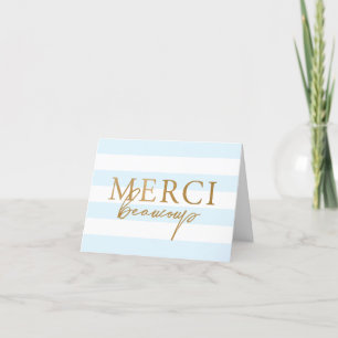 Cartes de remerciement pliées Merci avec rayures b