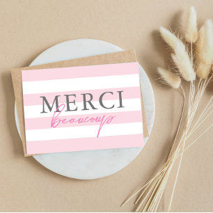 Cartes de remerciement pliées Merci Beaucoup à ray