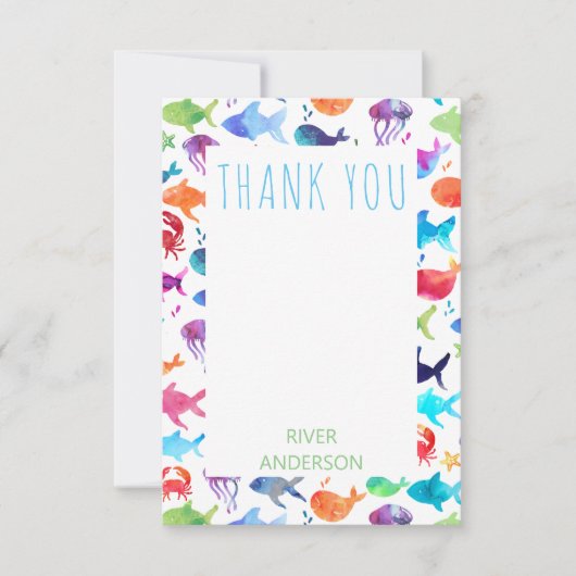 Cartes de remerciement Poisson arc-en-ciel sous la (Devant)
