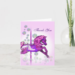 Cartes de remerciement Pony Carrousel Bulles Roses
