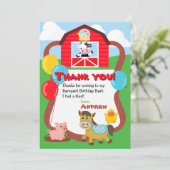 Cartes de remerciement pour anniversaire à la ferm (Debout devant)