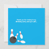Cartes de remerciement pour anniversaire de bowlin (Dos)