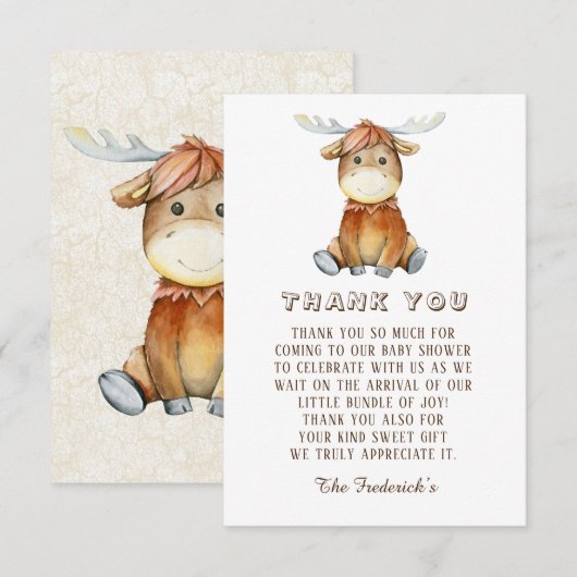 Cartes de remerciement pour Baby Shower aquarelle  (Devant / Derrière)