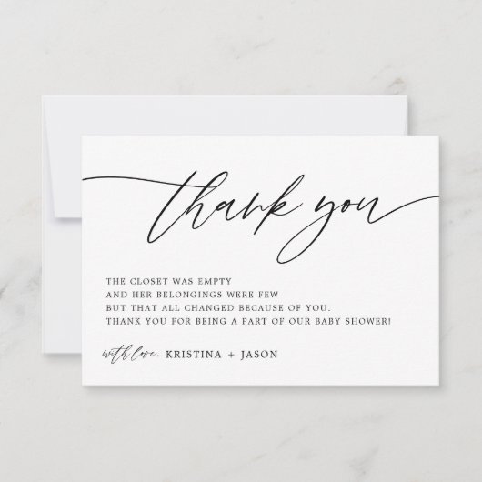 Cartes de remerciement pour Baby Shower Calligraph (Devant)