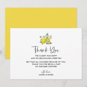 Cartes de remerciement pour Baby Shower Citron Cit