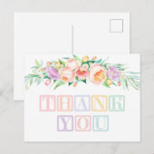 Cartes de remerciement pour Baby Shower Pastel ou  (Devant / Derrière)